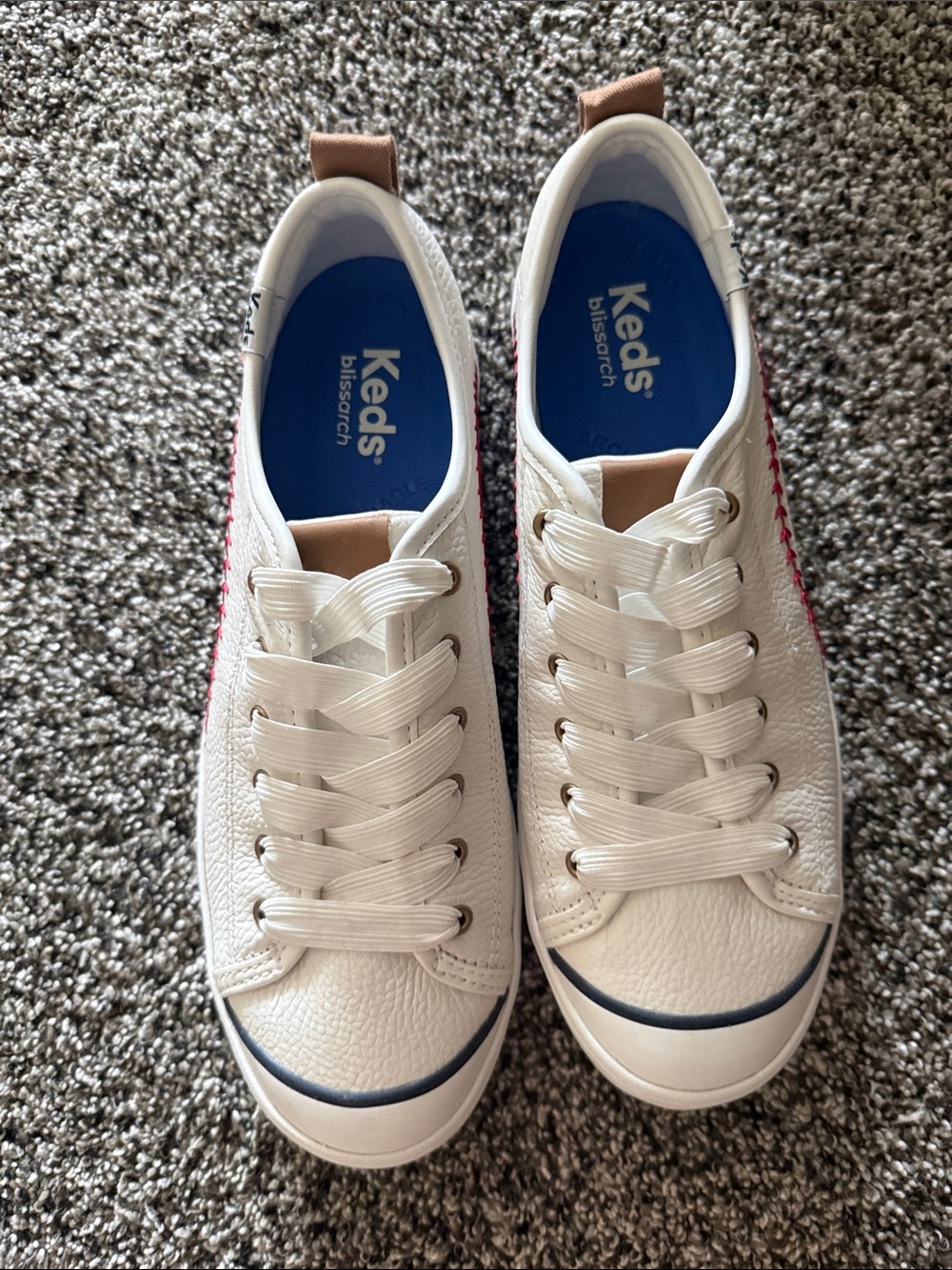 Keds Women's White Leather Sneakers with Pink Accent